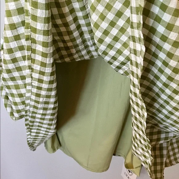Cider Light Green and White Gingham Midi Dress NWT - Picture 11 of 13